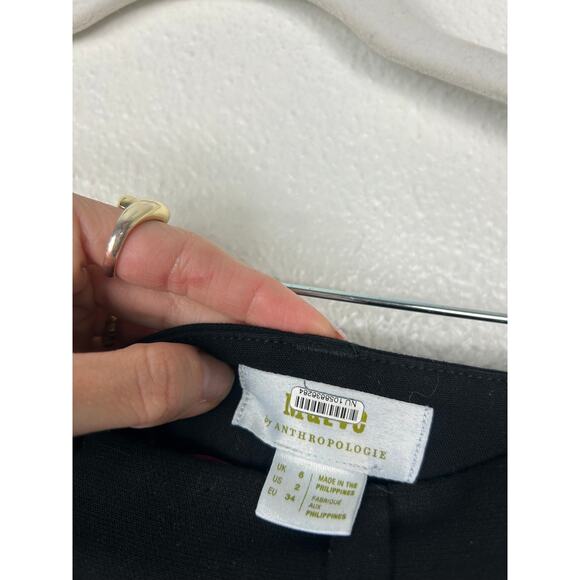 Maeve Anthropologie Avery Pleated Wide Leg Trousers Black Sz 2 Office - Picture 6 of 7